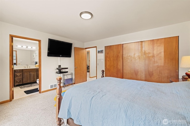 50 Steve Pl, Sequim, WA 98382 - bedroom featuring light colored carpet and ensuite bath