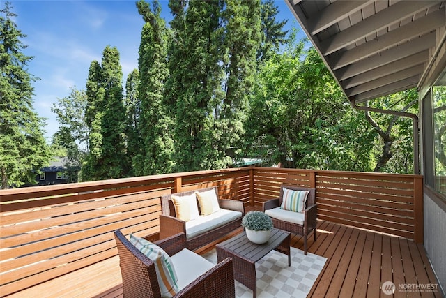 10032 35th Ave NE, Seattle, WA 98125 - wooden terrace featuring outdoor lounge area