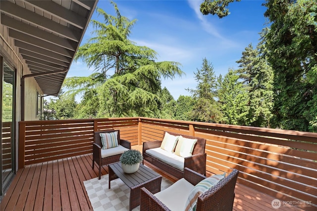 10032 35th Ave NE, Seattle, WA 98125 - wooden terrace featuring outdoor lounge area