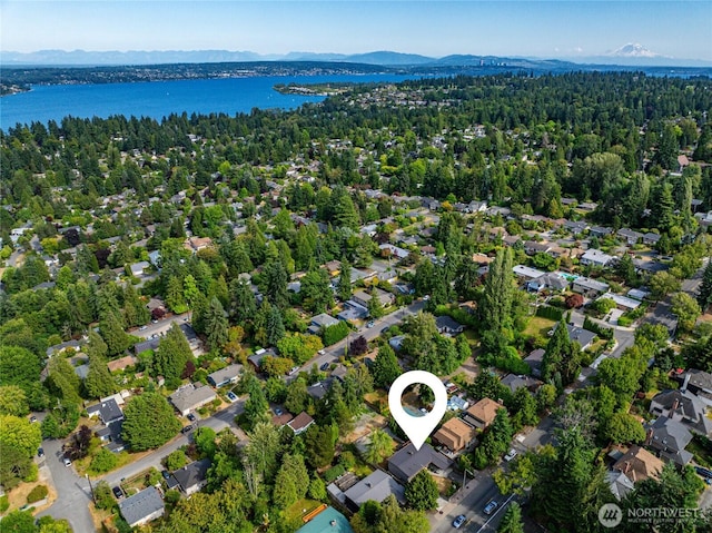 10032 35th Ave NE, Seattle, WA 98125 - bird's eye view of a water and mountain view and a heavily wooded area