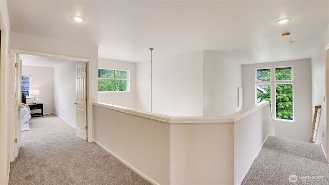 17303 SE 185th St, Renton, WA 98058 - hallway featuring an upstairs landing, light colored carpet, plenty of natural light, and recessed lighting