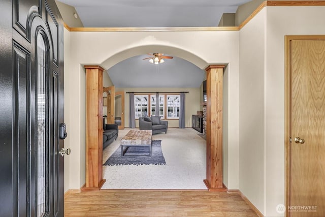 1307 Birchwood Dr, Everson, WA 98247 - corridor with arched walkways and wood finished floors