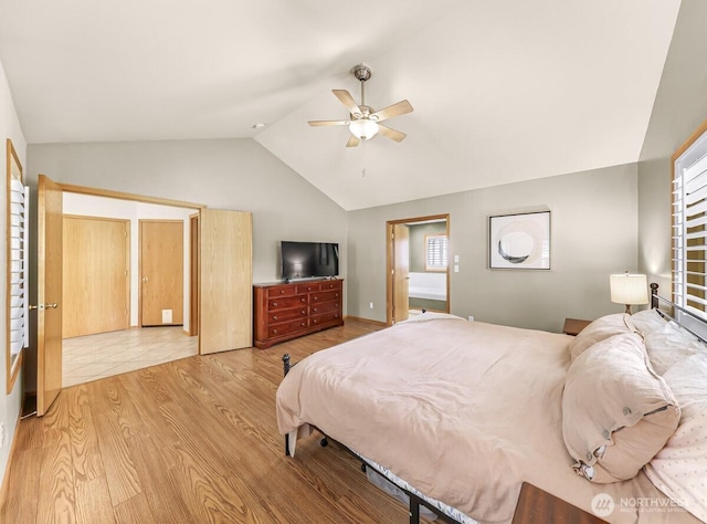 1307 Birchwood Dr, Everson, WA 98247 - bedroom featuring vaulted ceiling, wood finished floors, and ceiling fan