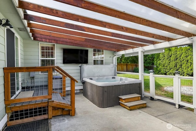 1307 Birchwood Dr, Everson, WA 98247 - view of patio / terrace featuring a hot tub