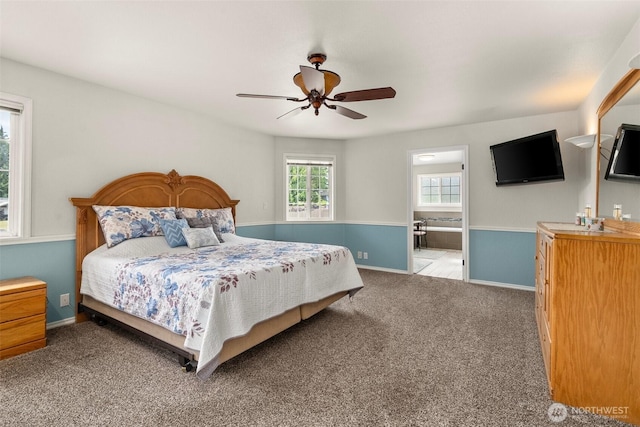4618 51st Street Ct E, Tacoma, WA 98443 - carpeted bedroom featuring a ceiling fan and ensuite bath