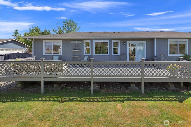 209 4th Ave N, Algona, WA 98001 - rear view of house featuring a wooden deck and a yard
