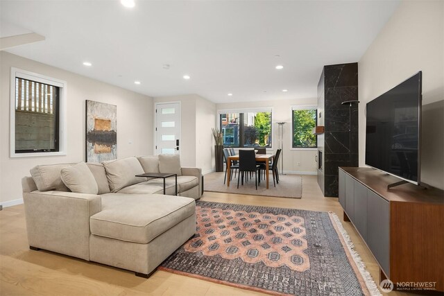330 3rd Ave S Unit C, Kirkland, WA 98033 - living room featuring recessed lighting and light wood-style floors