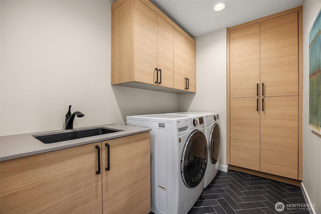 330 3rd Ave S Unit C, Kirkland, WA 98033 - washroom with cabinet space, independent washer and dryer, and recessed lighting