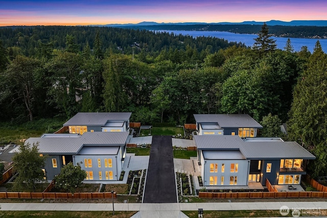 3968 162nd Pl SE, Bellevue, WA 98006 - aerial view at dusk of a view of trees and a water and mountain view