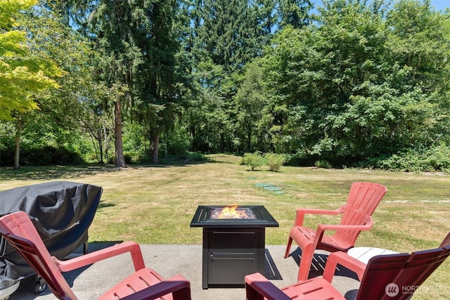 5414 70th Ave NE, Olympia, WA 98516 - view of green lawn with an outdoor fire pit and view of scattered trees
