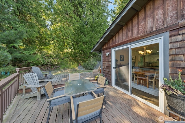 14068 Crater Lake Rd, Anacortes, WA 98221 - wooden deck with outdoor dining space