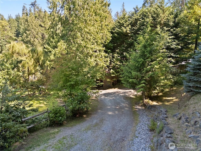 14068 Crater Lake Rd, Anacortes, WA 98221 - view of dirt / gravel road featuring a forest view