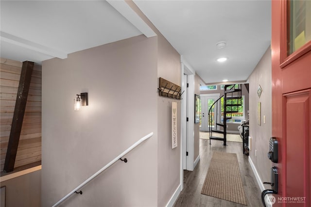 22305 Autumnwood Ct SE, Yelm, WA 98597 - corridor with wood finished floors and recessed lighting