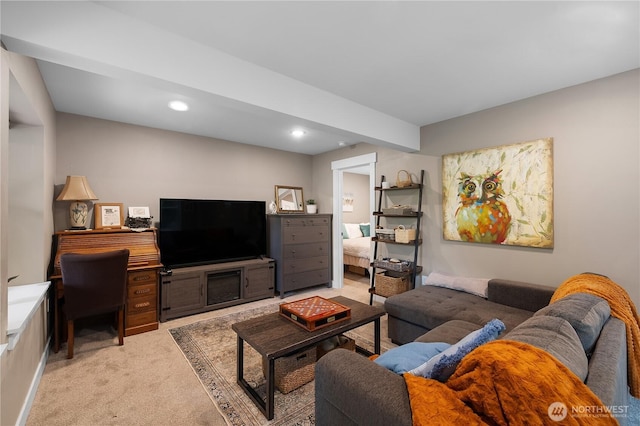 22305 Autumnwood Ct SE, Yelm, WA 98597 - living room with light carpet and recessed lighting