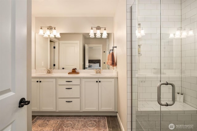 28621 NE 156th St, Duvall, WA 98019 - full bathroom with double vanity and a stall shower