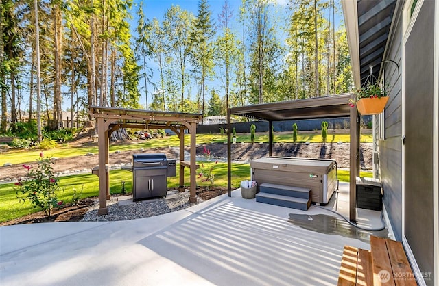 13426 108th St NE, Lake Stevens, WA 98258 - view of patio featuring a hot tub and a grill