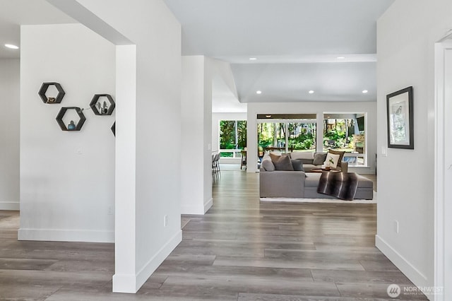 13426 108th St NE, Lake Stevens, WA 98258 - corridor featuring recessed lighting and wood finished floors