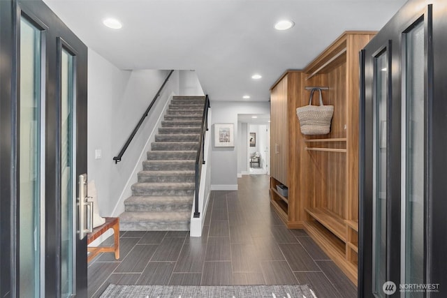 9909 123rd Ln NE, Kirkland, WA 98033 - foyer with stairs and recessed lighting