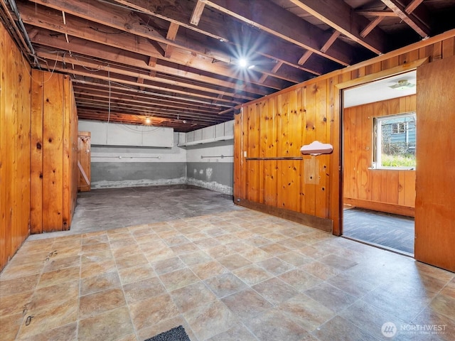5041 Guide Meridian, Bellingham, WA 98226 - basement featuring wooden walls and stone finish flooring