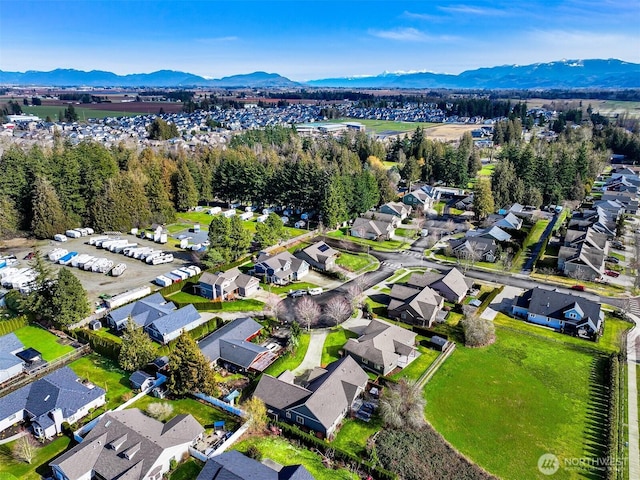 1312 Bradley Meadows Ct, Lynden, WA 98263 - aerial view of residential area with a mountain backdrop