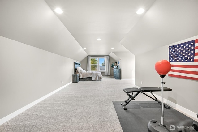1312 Bradley Meadows Ct, Lynden, WA 98263 - carpeted bedroom featuring lofted ceiling and baseboards