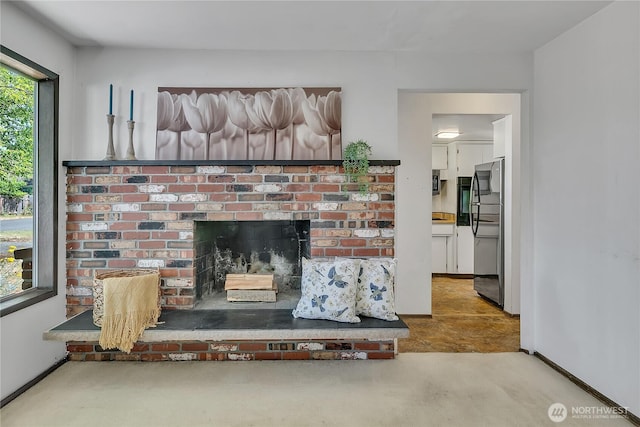 4239 S 184th Pl, Seatac, WA 98188 - detailed view of freestanding refrigerator and a fireplace