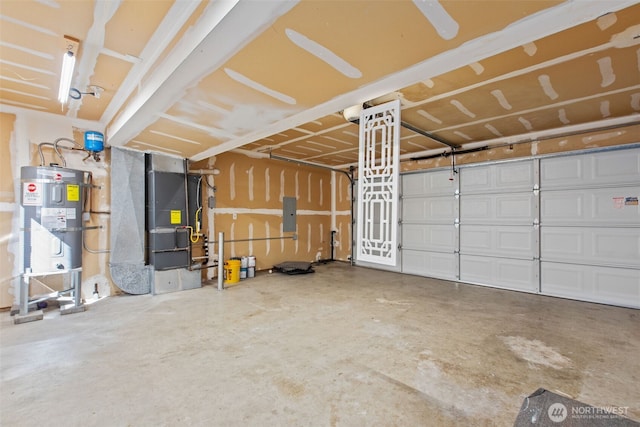 1713 S 30th St, Mount Vernon, WA 98274 - garage with electric water heater, heating unit, and electric panel