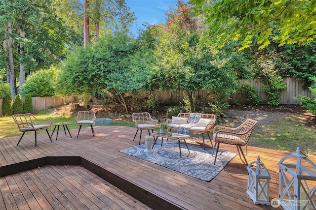 14627 SE Newport Way, Bellevue, WA 98006 - deck with a fenced backyard and an outdoor living space