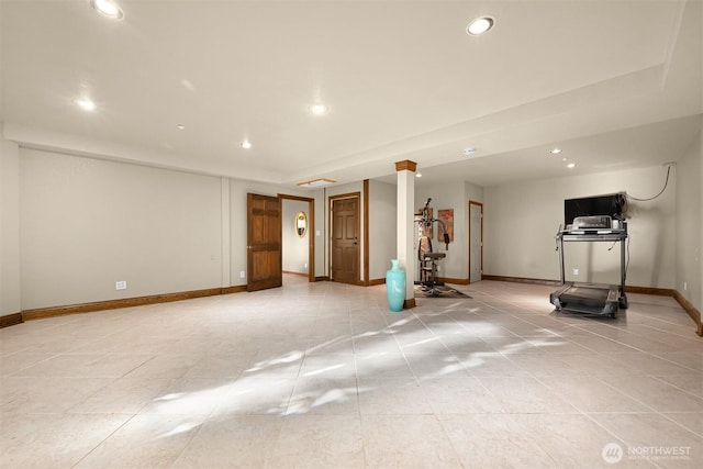 4054 Cabrant Rd, Everson, WA 98247 - exercise room with recessed lighting and light tile patterned floors