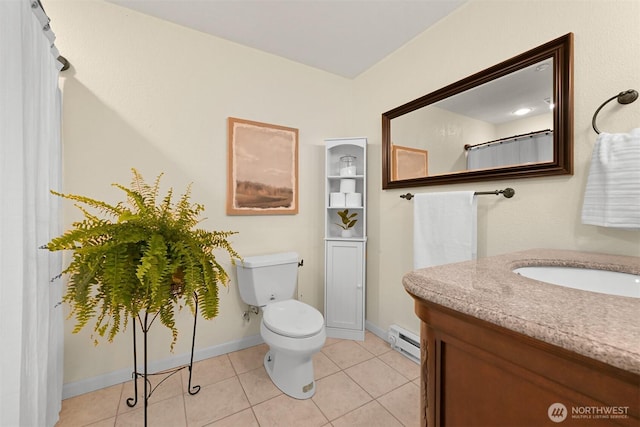 4054 Cabrant Rd, Everson, WA 98247 - bathroom with vanity, baseboard heating, and tile patterned flooring