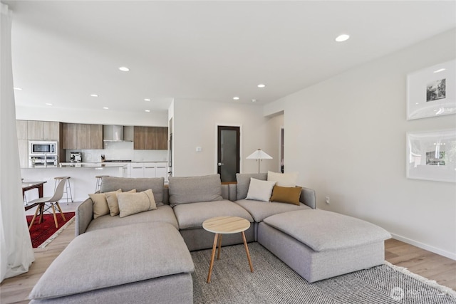 16204 27th Street Ct E, Lake Tapps, WA 98391 - living room featuring light wood finished floors and recessed lighting
