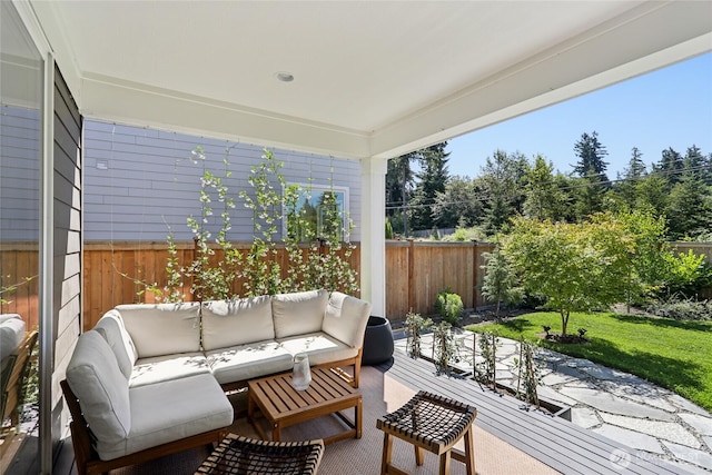 16204 27th Street Ct E, Lake Tapps, WA 98391 - fenced backyard featuring an outdoor living space and a patio area