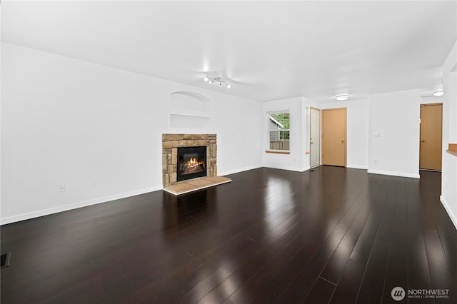 19350 113th Ave SE, Kent, WA 98031 - unfurnished living room with wood finished floors and a fireplace