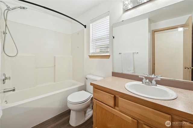 19350 113th Ave SE, Kent, WA 98031 - bathroom featuring vanity, shower / bath combination, and wood finished floors