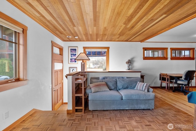 3522 S Leschi Pl, Seattle, WA 98144 - living room with wood ceiling and crown molding