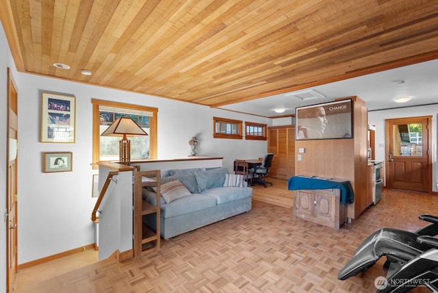 3522 S Leschi Pl, Seattle, WA 98144 - living room with wood ceiling and baseboards