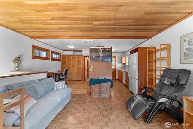 3522 S Leschi Pl, Seattle, WA 98144 - living area featuring wood ceiling and plenty of natural light