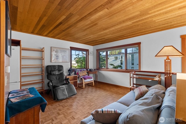 3522 S Leschi Pl, Seattle, WA 98144 - living area with wooden ceiling and baseboards