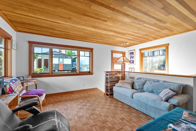 3522 S Leschi Pl, Seattle, WA 98144 - living area featuring wooden ceiling and baseboards