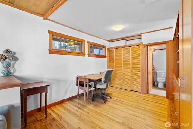 3522 S Leschi Pl, Seattle, WA 98144 - office area with baseboards and wood finished floors