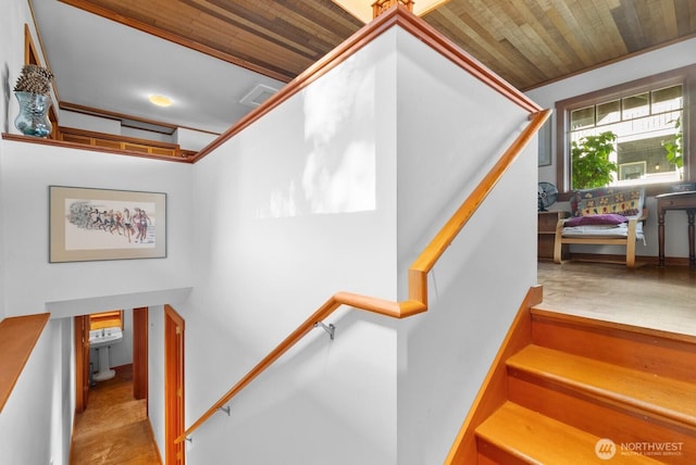 3522 S Leschi Pl, Seattle, WA 98144 - stairway with wooden ceiling