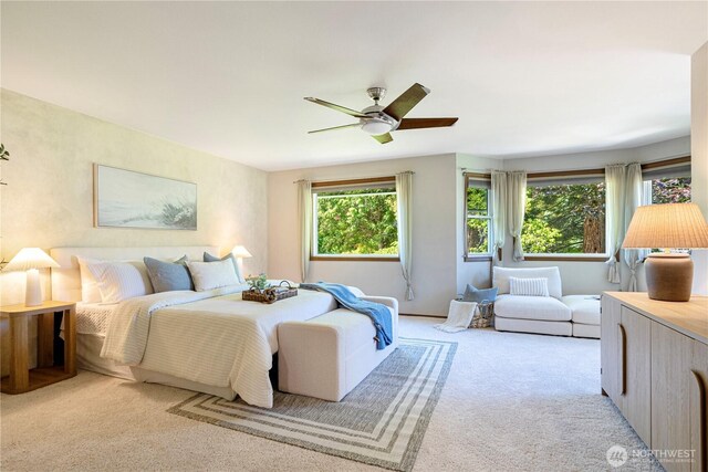 15101 91st Pl NE, Bothell, WA 98011 - bedroom featuring light colored carpet and ceiling fan