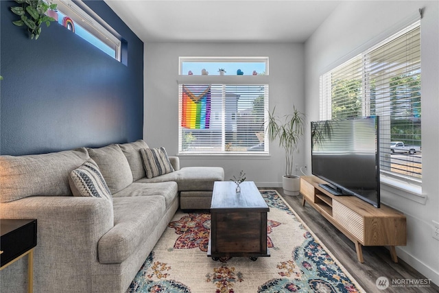 1949 S Sheridan Ave, Tacoma, WA 98405 - living area with wood finished floors and baseboards