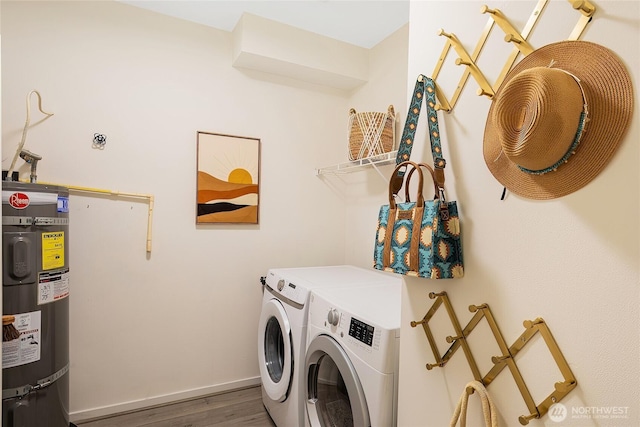 530 4th Ave W Unit 405, Seattle, WA 98119 - laundry area with water heater, separate washer and dryer, and wood finished floors