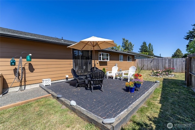 2426 Haines St, Port Townsend, WA 98368 - rear view of property featuring a fenced backyard and a patio area