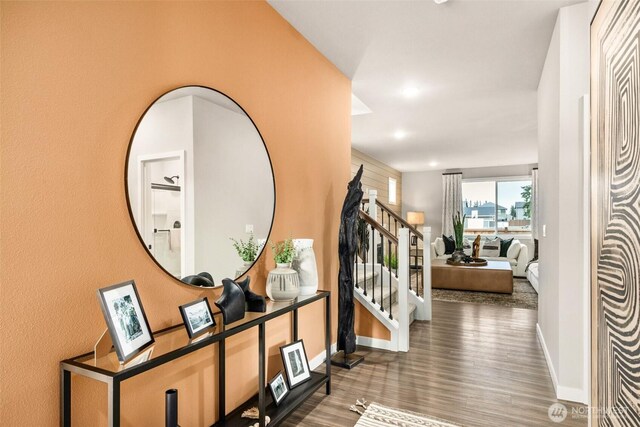 32324 135th Pl SE Unit 211, Sultan, WA 98294 - hall featuring stairs and wood finished floors