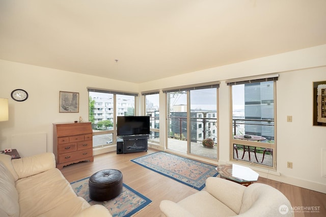 500 5th Ave W Unit 505, Seattle, WA 98119 - living area featuring wood finished floors and baseboards