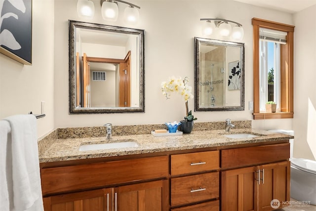 11226 NE 67th St, Kirkland, WA 98033 - bathroom featuring double vanity and an enclosed shower
