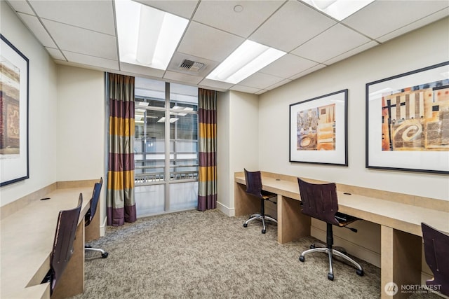 819 Virginia St Unit 2408, Seattle, WA 98101 - office featuring carpet floors, a drop ceiling, and built in desk