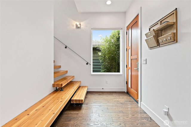 4113 Palatine Ave N, Seattle, WA 98103 - foyer entrance featuring wood-type flooring, stairs, and recessed lighting